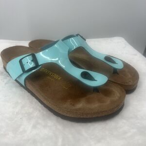 Birkenstock Gizeh Turquoise Teal Birko-Flor Sandals Women's 41 10 10.5 Regular